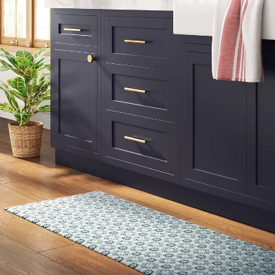 1'6"x5" Medallion Comfort Runner Mat Blue - Threshold™: Skid-Resistant Indoor Kitchen Floor Mat 3 1'6"x5" Medallion Comfort Runner Mat Blue - Threshold™: Skid-Resistant Indoor Kitchen Floor Mat