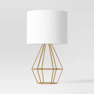 21.5"x11" Large Geo Table Lamp Brass - Threshold™ 3 21.5"x11" Large Geo Table Lamp Brass - Threshold™