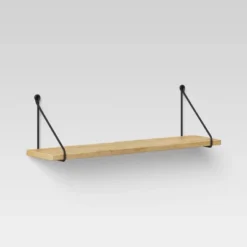 Wood Wall Shelf With Hanging Wire Natural/Black - Threshold™ 8 Wood Wall Shelf With Hanging Wire Natural/Black - Threshold™ -Threshold GUEST 039866d1 045f 491a b1ab e121d0a3d8e9