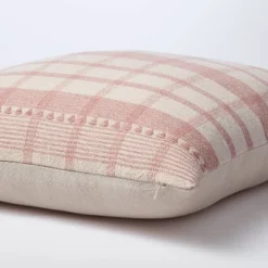 Square Woven Plaid Decorative Throw Pillow Mauve/Light Beige - Threshold™ Designed With Studio McGee: Cotton Dobby, Indoor Use, Hidden Zipper -Threshold GUEST 06572299 cbd5 4e2a 9603 dfee302fabb6