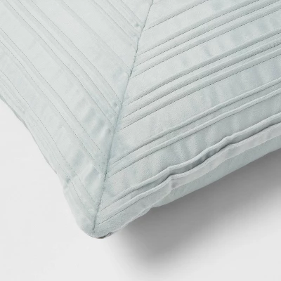 18"x18" Luxe Square Velvet Pleated Decorative Pillow Light Teal - Threshold™: Indoor Geometric Design, Polyester Velour 5 18"x18" Luxe Square Velvet Pleated Decorative Pillow Light Teal - Threshold™: Indoor Geometric Design, Polyester Velour - Image 3