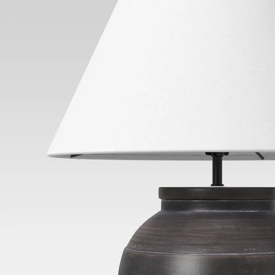 21.25"x17" Large Ceramic Table Lamp Black - Threshold™: Embossed Detail, No Assembly Required 4 21.25"x17" Large Ceramic Table Lamp Black - Threshold™: Embossed Detail, No Assembly Required - Image 2