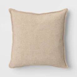 Square Linen Reversible Throw Pillow With Flange Contrast Neutral/Gold - Threshold™ -Threshold GUEST 10b673b0 4227 4f40 9637 b8c2680134d2