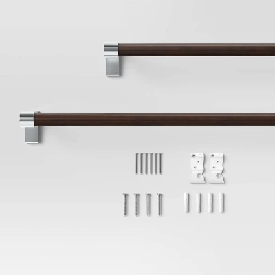 Dark Faux Wood Curtain Rod Nickel - Threshold™ 4 Dark Faux Wood Curtain Rod Nickel - Threshold™ - Image 2