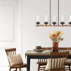 Wood Linear Ceiling Chandelier Wood Tone - Threshold™ 5 Wood Linear Ceiling Chandelier Wood Tone - Threshold™ -Threshold GUEST 1d124604 18d4 49aa af4d 99e6df792d66