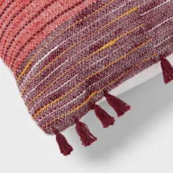 Woven Linework Dec Pillow Oblong Ivory/Plum Red/Dark Salmon Orange - Threshold™: Cotton Fabric, Indoor Decorative Accessory -Threshold GUEST 1d5224eb b6f2 4c9e b425 af2136367232