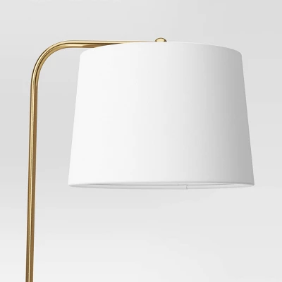 62"x14" New Traditional Downbridge Floor Lamp Brass - Threshold™: ETL Listed, Linen Shade, Metal Body 5 62"x14" New Traditional Downbridge Floor Lamp Brass - Threshold™: ETL Listed, Linen Shade, Metal Body - Image 3