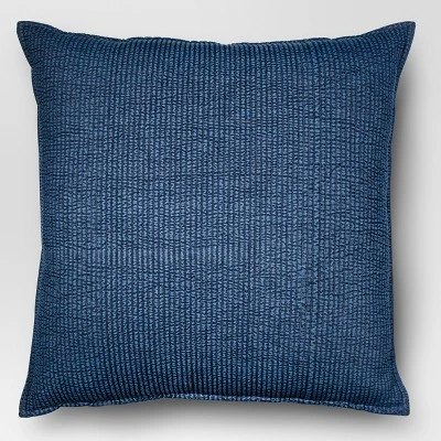 Oversized Quilted Solid Square Pillow Chambray - Threshold™ 3 Oversized Quilted Solid Square Pillow Chambray - Threshold™