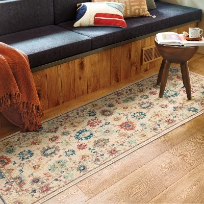 28"x84" Floral Persian Washable Runner Rug Ivory - Threshold™ 3 28"x84" Floral Persian Washable Runner Rug Ivory - Threshold™