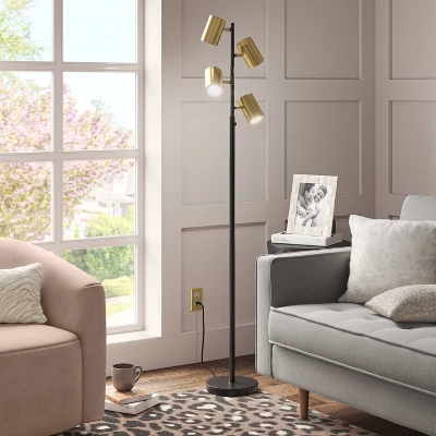 Dean Spotlight Floor Lamp Black/Brass (Includes LED Light Bulb) - Threshold™ 3 Dean Spotlight Floor Lamp Black/Brass (Includes LED Light Bulb) - Threshold™