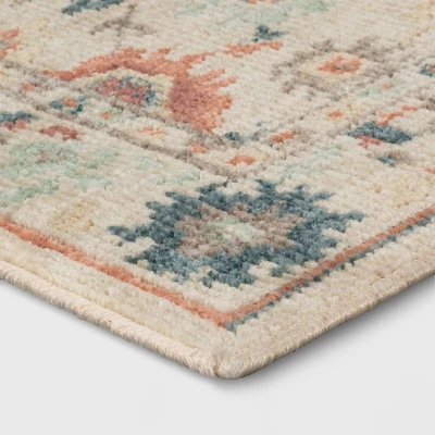 28"x84" Floral Persian Washable Runner Rug Ivory - Threshold™ 4 28"x84" Floral Persian Washable Runner Rug Ivory - Threshold™ - Image 2