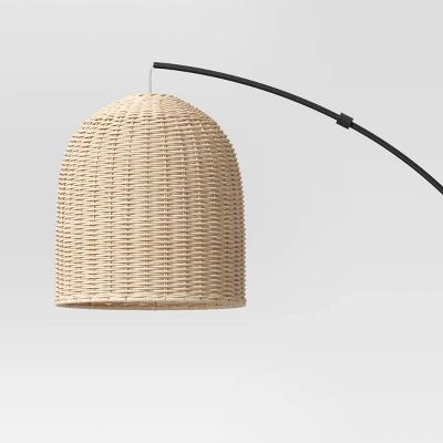 82"x13" Addison Arc Floor Lamp With Natural Rattan Shade - Threshold™: Curved Metal, ETL Listed 5 82"x13" Addison Arc Floor Lamp With Natural Rattan Shade - Threshold™: Curved Metal, ETL Listed - Image 3