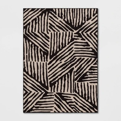 Abstract Lines Rug Black/Tan - Threshold™ 6 Abstract Lines Rug Black/Tan - Threshold™ - Image 4