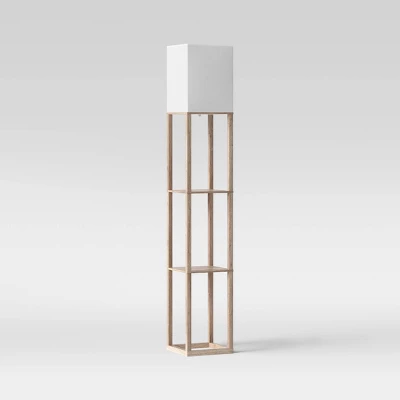 62.5" Alabaster Shelf Floor Lamp Light Brown - Threshold™: ETL Listed, Linen Shade, MDF Body 4 62.5" Alabaster Shelf Floor Lamp Light Brown - Threshold™: ETL Listed, Linen Shade, MDF Body - Image 2