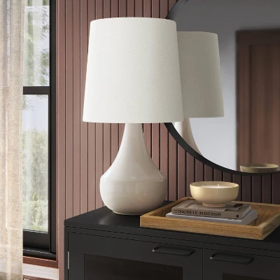 21.75"x11.5" Montreal Wren Assembled Table Lamp White - Threshold™: Ceramic Base, No Assembly Required 4 21.75"x11.5" Montreal Wren Assembled Table Lamp White - Threshold™: Ceramic Base, No Assembly Required - Image 2