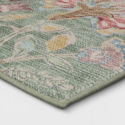 28"x84" Floral Memory Foam Runner Rug Sage Green - Threshold™ 4 28"x84" Floral Memory Foam Runner Rug Sage Green - Threshold™ - Image 2