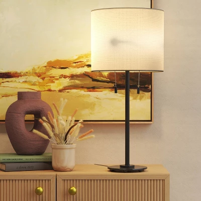 Reeded Metal Stick Lamp With Dual Socket Black (Includes LED Light Bulb) - Threshold™ 4 Reeded Metal Stick Lamp With Dual Socket Black (Includes LED Light Bulb) - Threshold™ - Image 2