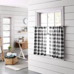 2pk 42"x36" Light Filtering Gingham Curtain Tiers Gray/White - Threshold™ -Threshold GUEST 3e420e4d 4cba 4f5a 87b3 da7f7905b3a8