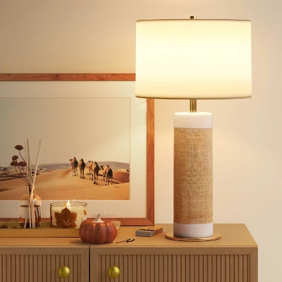 Ceramic Table Lamp With Natural Wrap White - Threshold™ 4 Ceramic Table Lamp With Natural Wrap White - Threshold™ - Image 2