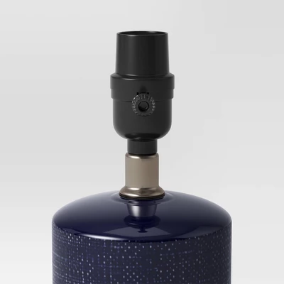 Linen Textured Ceramic Small Lamp Base Dark Blue - Threshold™: Cylindrical, No Assembly Required, UL Listed 3 Linen Textured Ceramic Small Lamp Base Dark Blue - Threshold™: Cylindrical, No Assembly Required, UL Listed