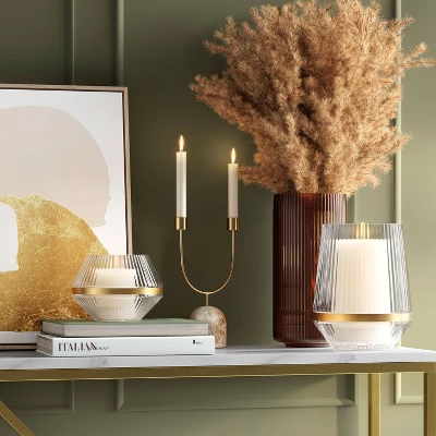 Medium Luxe Glass Hurricane Holder - Threshold™ 3 Medium Luxe Glass Hurricane Holder - Threshold™