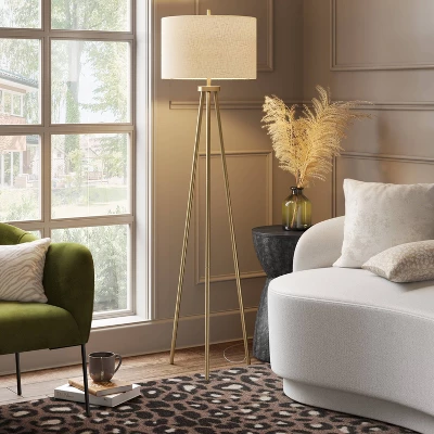 Ellis Tripod Floor Lamp Brass - Threshold™ 3 Ellis Tripod Floor Lamp Brass - Threshold™