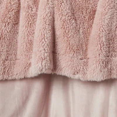 Long Faux Fur Throw Blanket Blush - Threshold™ 5 Long Faux Fur Throw Blanket Blush - Threshold™ - Image 3