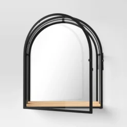 12"x14" Arched Mirrored Display Box Black - Threshold™: Modern Vertical Decor With Shelf -Threshold GUEST 53c27f6c cd26 4485 8197 f51d57453cd2