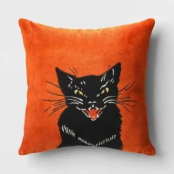 Fierce Cat Applique Cotton Velvet Square Halloween Throw Pillow - Threshold™ -Threshold GUEST 5426fcb6 46c0 47d1 b6fc b5526f44bb40