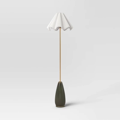 Wavy Shade Collection With Ceramic Base Floor Lamp Green - Threshold™ 3 Wavy Shade Collection With Ceramic Base Floor Lamp Green - Threshold™