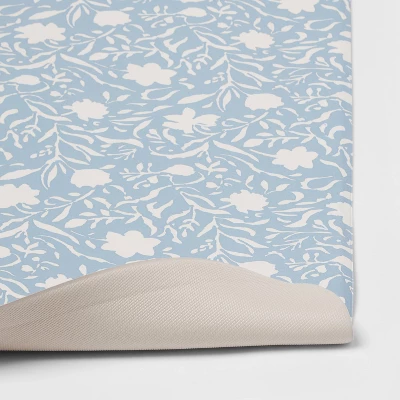 60" X 20" Floral Comfort Runner Mat Blue - Threshold™ 5 60" X 20" Floral Comfort Runner Mat Blue - Threshold™ - Image 3