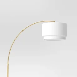 68"x41" Knurled Metal Arc Floor Lamp With Tiered Shade Brass - Threshold™: Curved Standing Illumination For Living Room 7 68"x41" Knurled Metal Arc Floor Lamp With Tiered Shade Brass - Threshold™: Curved Standing Illumination For Living Room -Threshold GUEST 716aed62 6745 4880 88e9 e08826468849