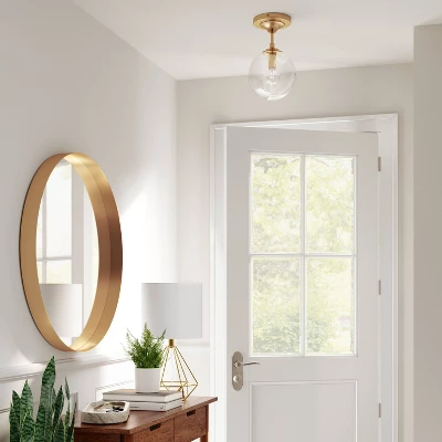 Geneva Collection Glass Semi Flush Mount Ceiling Globe Brass - Threshold™ 4 Geneva Collection Glass Semi Flush Mount Ceiling Globe Brass - Threshold™ - Image 2