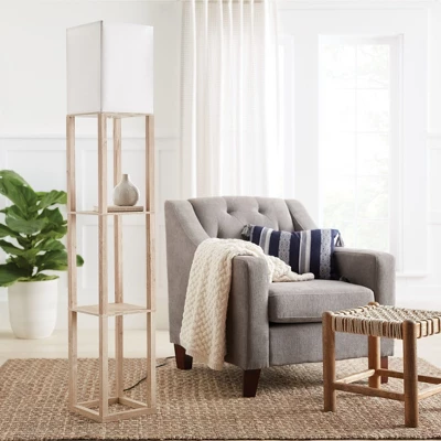 62.5" Alabaster Shelf Floor Lamp Light Brown - Threshold™: ETL Listed, Linen Shade, MDF Body 3 62.5" Alabaster Shelf Floor Lamp Light Brown - Threshold™: ETL Listed, Linen Shade, MDF Body