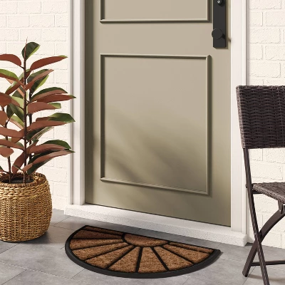 1'6"x2'6" Half Moon Rubber Coir Doormat Black - Threshold™ 3 1'6"x2'6" Half Moon Rubber Coir Doormat Black - Threshold™