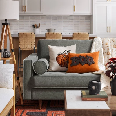 Oversize Boo Tufted Woven Cotton Lumbar Halloween Throw Pillow - Threshold™ 3 Oversize Boo Tufted Woven Cotton Lumbar Halloween Throw Pillow - Threshold™