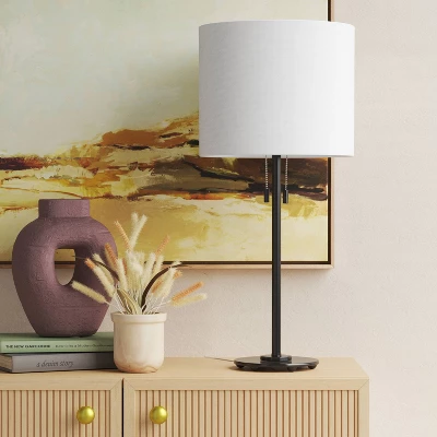 Reeded Metal Stick Lamp With Dual Socket Black (Includes LED Light Bulb) - Threshold™ 3 Reeded Metal Stick Lamp With Dual Socket Black (Includes LED Light Bulb) - Threshold™