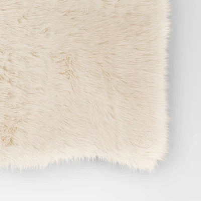 Faux Fur Pelt Throw Blanket Ivory - Threshold™ 4 Faux Fur Pelt Throw Blanket Ivory - Threshold™ - Image 2