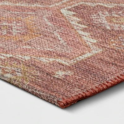 Southbury Washable Printed Diamond Persian Style Rug Rust - Threshold™ 4 Southbury Washable Printed Diamond Persian Style Rug Rust - Threshold™ - Image 2