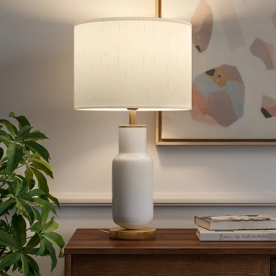 Large Assembled Tapered Glass Table Lamp (Includes LED Light Bulb) White - Threshold™ 4 Large Assembled Tapered Glass Table Lamp (Includes LED Light Bulb) White - Threshold™ - Image 2