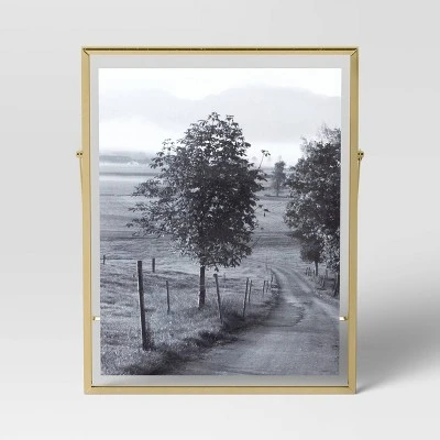 9" X 11" Float To 8" X 10" Linear Metal Easel Single Image Frame Brass - Threshold™ 4 9" X 11" Float To 8" X 10" Linear Metal Easel Single Image Frame Brass - Threshold™ - Image 2