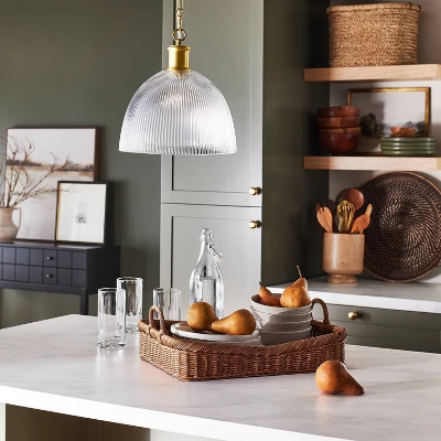 Reeded Glass Pendant Brass - Threshold™ Designed With Studio McGee 3 Reeded Glass Pendant Brass - Threshold™ Designed With Studio McGee