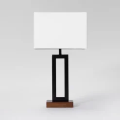 Weston Window Small Lamp Base Black - Threshold™: Modern Rectangle, No Assembly Required, ETL Listed