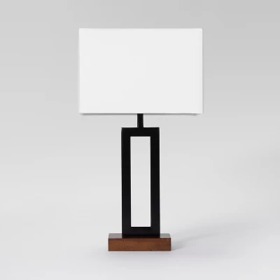 Weston Window Small Lamp Base Black - Threshold™: Modern Rectangle, No Assembly Required, ETL Listed 3 Weston Window Small Lamp Base Black - Threshold™: Modern Rectangle, No Assembly Required, ETL Listed