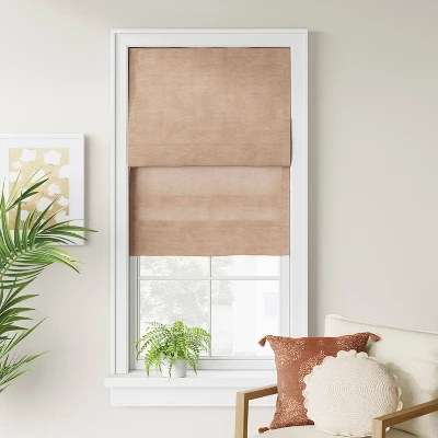 1pc Light Filtering Cordless Jute-Like Roman Window Shade Dark Natural - Threshold™ 3 1pc Light Filtering Cordless Jute-Like Roman Window Shade Dark Natural - Threshold™
