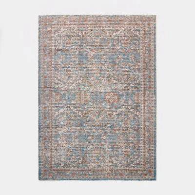 Persian Printed Poly/Wool Handmade Tufted Area Rug Blue/Brown - Threshold™ Designed With Studio McGee 7 Persian Printed Poly/Wool Handmade Tufted Area Rug Blue/Brown - Threshold™ Designed With Studio McGee - Image 5