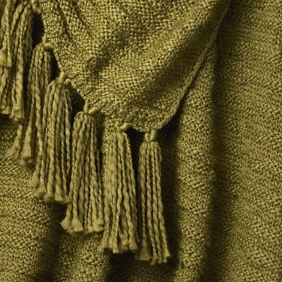 Raised Striped Chunky Knit Throw Blanket Green - Threshold™ Designed With Studio McGee: Midweight, Tasseled, Machine Washable 4 Raised Striped Chunky Knit Throw Blanket Green - Threshold™ Designed With Studio McGee: Midweight, Tasseled, Machine Washable - Image 2