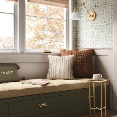 Cotton Flax Woven Striped Square Throw Pillow - Threshold™ 3 Cotton Flax Woven Striped Square Throw Pillow - Threshold™