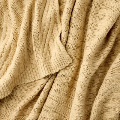 Tan Cable Rib Throw - 50 X 60" - Threshold Designed With Studio McGee 2 Tan Cable Rib Throw - 50 X 60" - Threshold Designed With Studio McGee