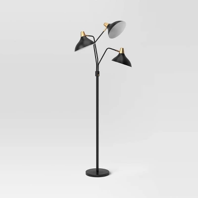 70"x36" 3-Head Floor Lamp Black - Threshold™: Adjustable, ETL Listed, Metal Shades, No Tools Assembly 3 70"x36" 3-Head Floor Lamp Black - Threshold™: Adjustable, ETL Listed, Metal Shades, No Tools Assembly
